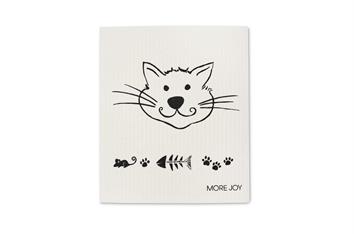 Grusskarten-Tuch Katze Schwarz/Weiss